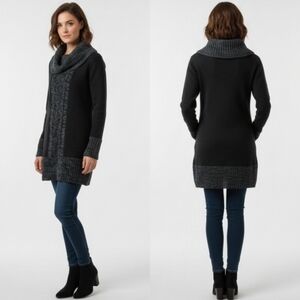 Elegant Black and Gray Cowl Neck Sweater